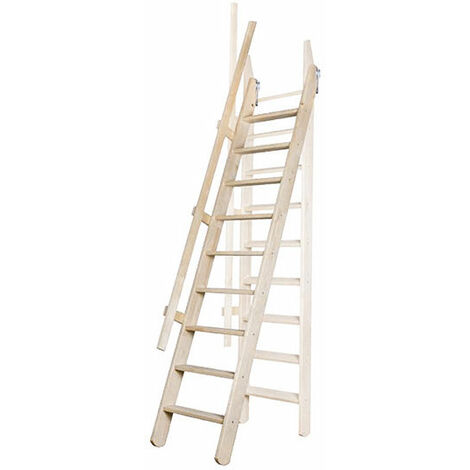Echelle de meunier rabattable en bois naturel - 2 rampes - MSP/BN/2R
