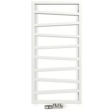 Matisère – Sèche-serviette eau chaude blanc 835mm – 500mm de large – 332W – Raccordement au centre 50mm – Installation facile