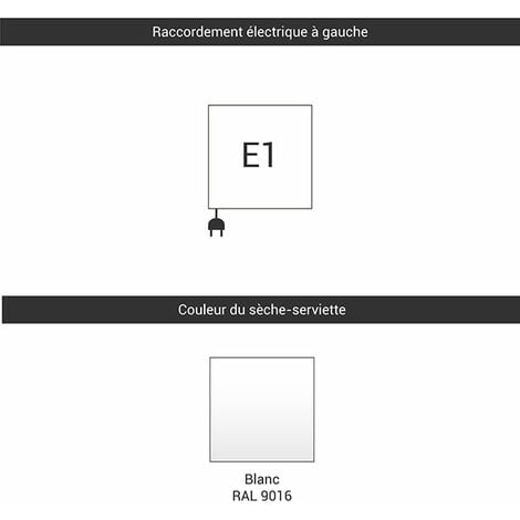 Sèche-serviette électrique blanc de 460mm de haut et 230mm de large - 100 Watt - MIK460/230E1B