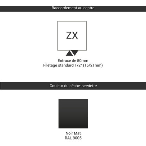 Sèche-serviette eau chaude noir de 540mm de haut et 300mm de large - 180 Watt - ALE540/300ZXN