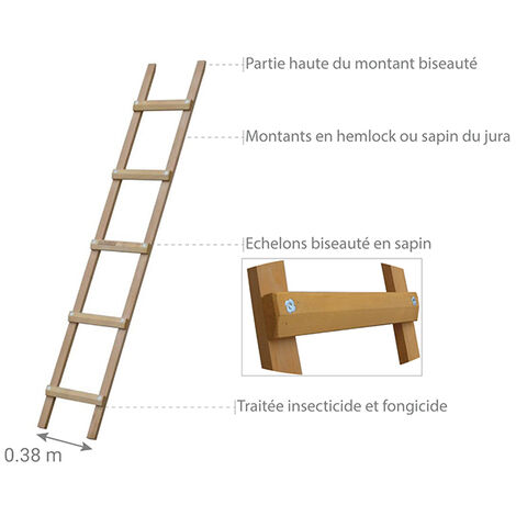 Echelle de toit en bois - Ecartement des barreaux 33cm - Longueur 6.00m - B3160039
