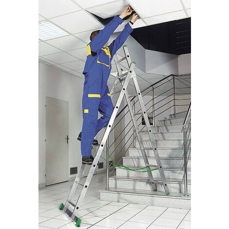 Echelle transformable 2x11 barreaux - Longueur déployée 5.13m - Sol plat - 7711