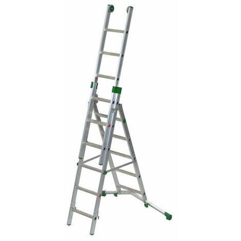 Echelle transformable 3 plans 9+10+10 barreaux - Longueur max. 7.20m - Sol plat ou irrégulier - P320-3