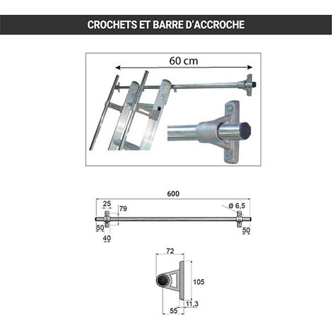 Echelle cage d'escalier 2x12 barreaux - Hauteur à atteindre 6.16m - G380-060