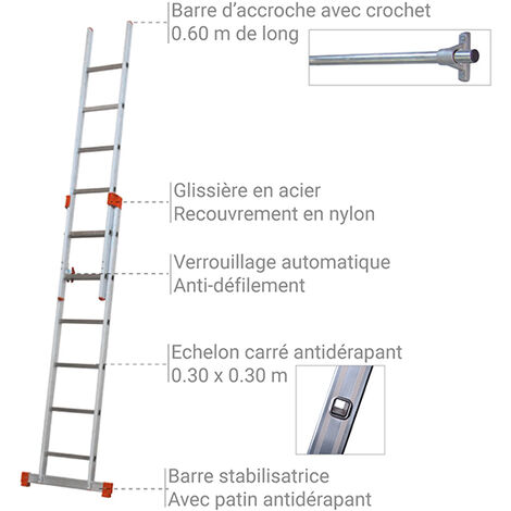 Echelle cage d'escalier 2x12 barreaux - Hauteur à atteindre 6.16m - G380-060