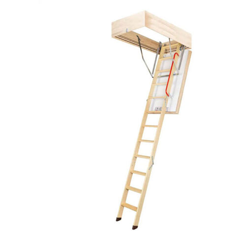 Matisère – Échelle escamotable en bois pour combles – Trémie 70 x 140cm – Hauteur ajustable 2.34 à 2.80m – LWT701402