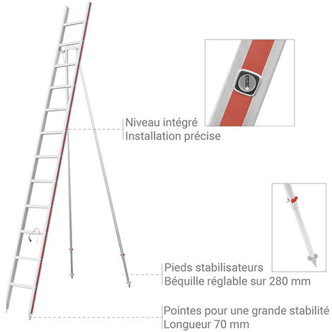 Echelle fruitière 14 barreaux - Hauteur de cueillette maximale 4.91m - 3049/14