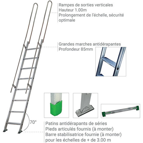 Echelle fruitière 5 barreaux - Hauteur de l'échelle 2.00m - EDC200