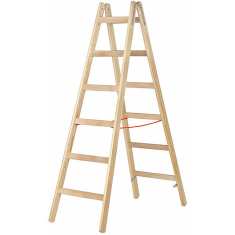 Escabeau bois double 2x10 échelons - Hauteur max. de travail 3.75m - 71410/2X10