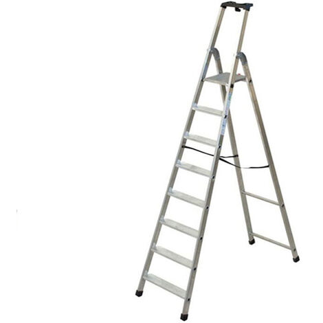 Matisère – Échelle aluminium 8 marches – Charge maximale 260 kg – Plateforme antidérapante – Hauteur totale 262 cm – Pour chantiers et travaux intensifs