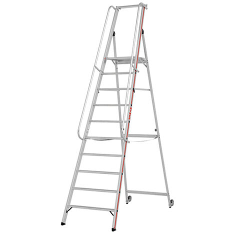 Escabeau 10 marches - Hauteur max. de travail 4.35m - 8081/10 (1/5)