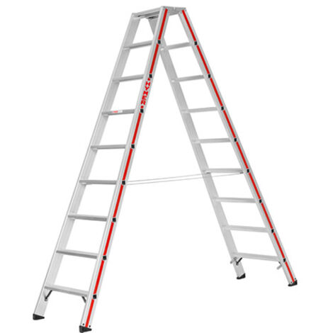 Escabeau double 2x10 marches - Hauteur max. de travail 3,8m - 8024/2X10