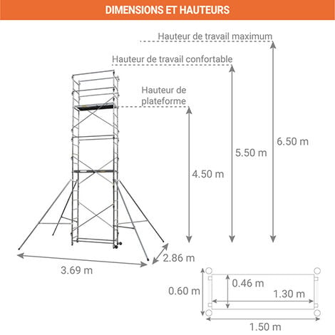 Echafaudage pour escalier - Hauteur de travail maximale de 6.5m - 236705