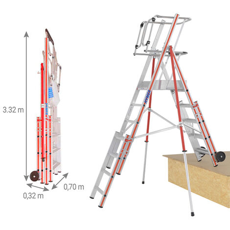 Escabeau en bois – Layher: charge max. 150 kg