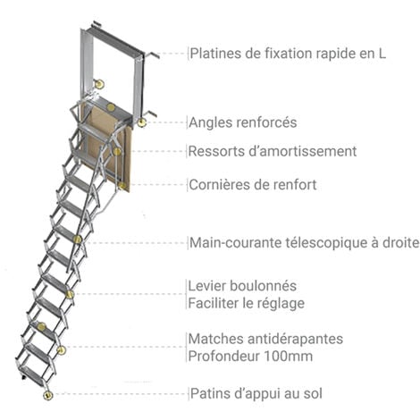 Escalier escamotable mural: dimensions de tremie de 80x130cm - ADJM/80/130
