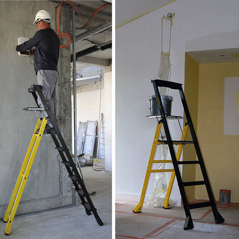 Escabeau grande plateforme 6 marches - Hauteur de travail max. 3.32m - 449206