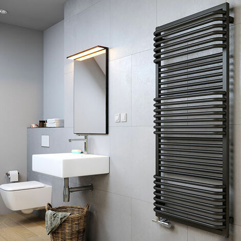 Sèche-serviette mixte noir de 1240mm de haut et 600mm de large - 559 Watt -  POC1240/600SOAZ8N