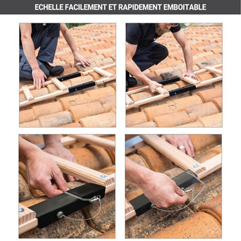 Echelle de toit en bois 4.00m sans crochet de faîtage - 2x2m - 1216-001