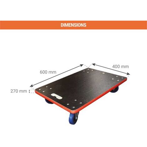 Plateau bois 600x400mm - Roues non marquantes - Charge max. 450kg - PB31S
