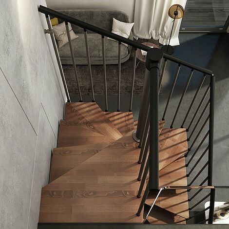 Escalier Colimacon 10 Marches Hauteur A Franchir 2 05 A 2 40m Diametre 180cm Noyer Et Anthracite