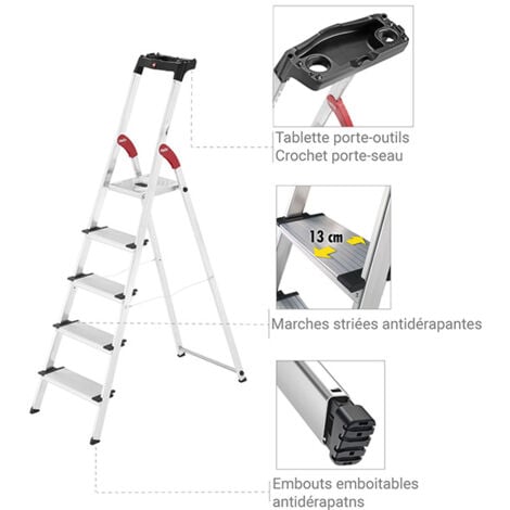 Escabeau pro 5 marches - Hauteur max. de travail 3.06m - 8815-001