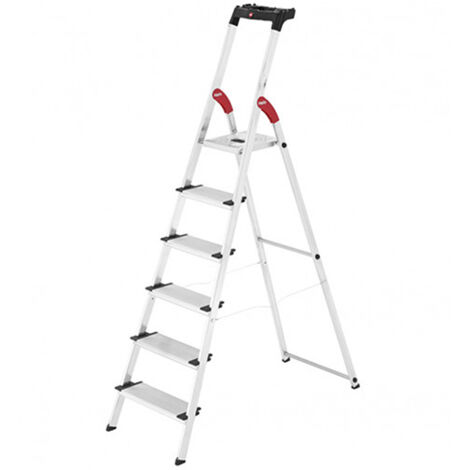 Hailo – Escabeau pliable aluminium 6 marches XXL – Hauteur de travail 3,28 m – Charge max 150 kg – Plateforme antidérapante et marches larges