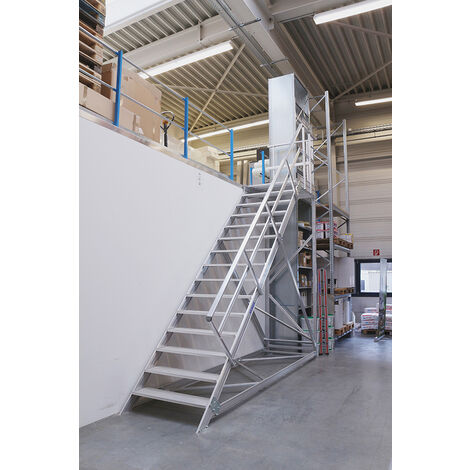 Escalier industriel 4 marches - Hauteur à franchir 0.85m - Inclinaison 45° - Main-courante à gauche - 22211004