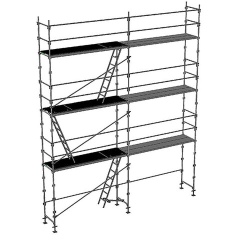 Echafaudage fixe de façade 56m² - Structure et planchers + Lisses - DUO56-SP (1/5)