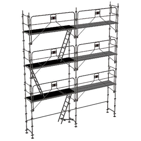 Echafaudage fixe de façade 56m² - Structure et planchers + Garde-corps - DUO56GC-SP (1/5)