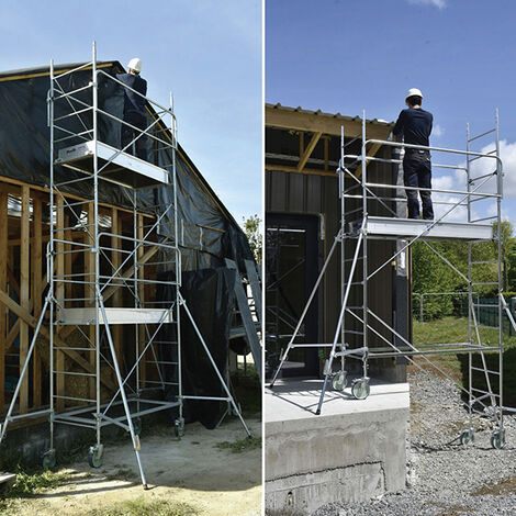 Echafaudage télescopique en aluminium d'une hauteur de travail jusqu'à  4.80m.