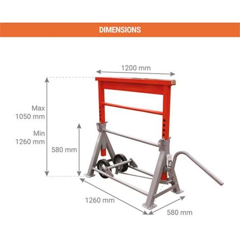 Tréteau de sécurité pour semi-remorque - Hauteur réglable de 1050 à 1260mm - Charge max 15 tonnes - JK15