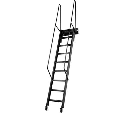 Echelle rabattable acier noir - Hauteur d'accès 2.65 à 2.80m - Largeur 40cm - Marches métal - SOPALCO/N275