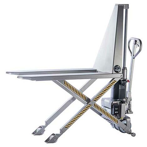 Transpalette haute levée électrique en inox 304 - Fourches 1200x560mm - Anticorrosion - Agroalimentaire, cantines collectives, restauration - 855010421 (1/5)