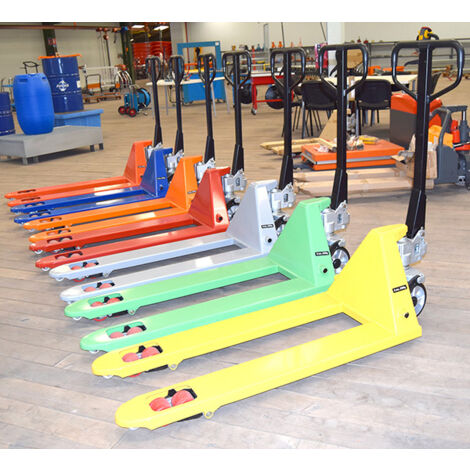 Tire palette manuel couleur jaune - Fourches 1150x540mm idéal palette Europe - Capacité 2500kg - Tous secteurs - AC25CBVJAUNE