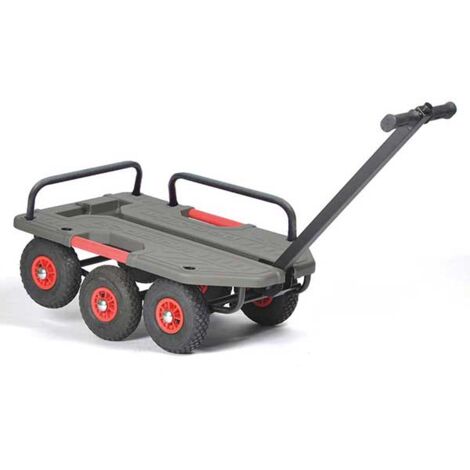 Matisère – Chariot d'atelier tout terrain 3 ridelles – Roues pneumatiques Ø260x85mm – Charge max 250kg – Timon réglable – MSUPERHONDLBRID