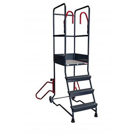 Escabeau rayonnage 4 marches - Hauteur max. de travail 3.00m - 830006975 (1/3)