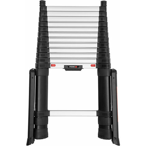 Matisère – Échelle télescopique 4.10m avec stabilisateurs – Marches de 50mm – Hauteur de travail max. 4.90m – Montants triangulaires – TEL72241STAB