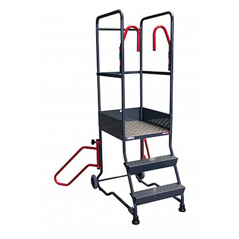 Escabeau rayonnage 3 marches - Hauteur max. de travail 2.75m - 830006973 (1/3)