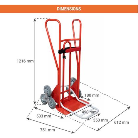 Diable 3 roues pliant charge 250kg - Roues caoutchouc gris non tachant ...