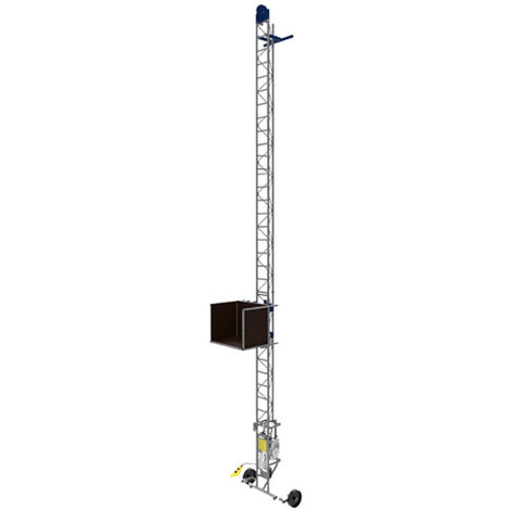 Tubesca Comabi – Monte-matériaux 15m avec caisse à matériaux – Charge max 150kg – Montage vertical pour approvisionnement rapide – Pour chantiers humides