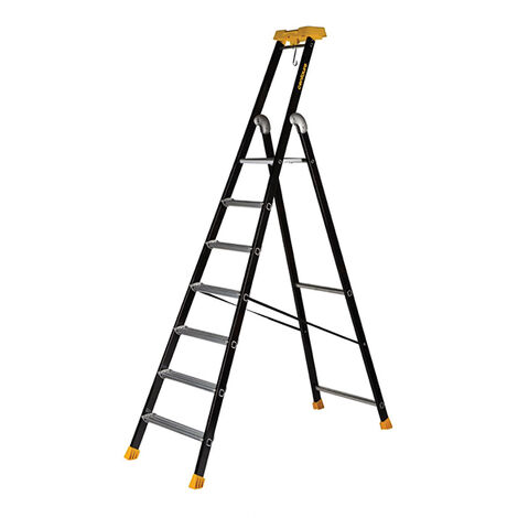 Centaure – Escabeau aluminium laqué 7 marches – Hauteur de travail 3.54 m – Charge maximale 350 kg – Pour chantiers de gros œuvre