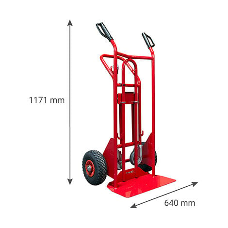Diable 3 positions acier - Charge max 250kg / 350kg - Roues gonflables -  810006146