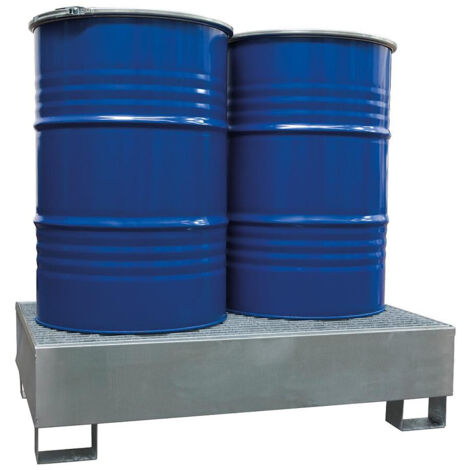 Bac de rétention acier - Charge max 950kg - Capacité 2 fûts 220L - BRG2 (1/5)