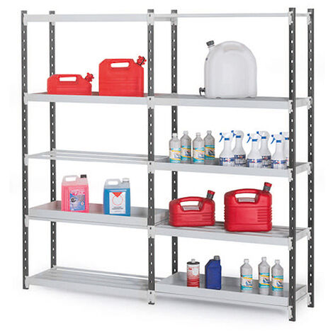 Rayonnage de rétention - 2 échelles + 3 nivx - Élément suivant - 1800x1520x510mm - Utilisable uniquement avec un module de départ - RAYORET/5N/2060/S (1/3)