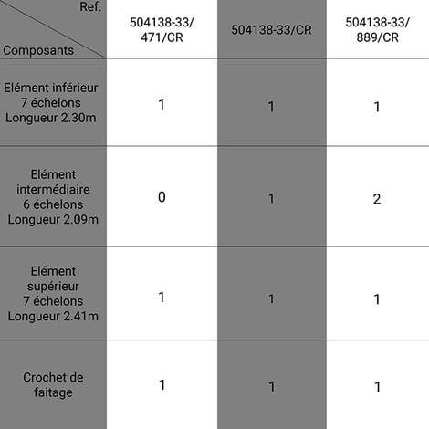 Kit échelle de toit 14 barreaux avec crochet - Longueur 4.71m - 504138-33/471/CR