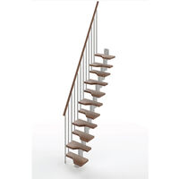 Escalier droit 13 marches - Hauteur à franchir de 2.81 à 3.33m - Largeur 61cm - Couleur noyer et gris - MINI61/I/SGMNOY-13