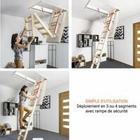 Escalier escamotable bois - Ouverture du plafond de 70 x 140cm - LWK70140-3