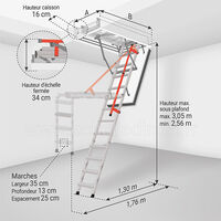 C. Echelle escamotable - Ouverture du plafond de 86 x 130cm