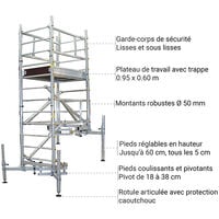 A. Echafaudage pour escalier : Hauteur de travail max 5.00m