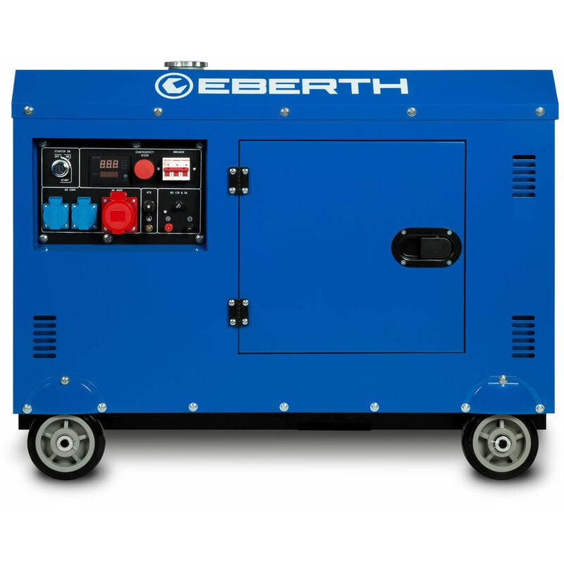 EBERTH 8000 Watt Notstromaggregat Diesel, Stromerzeuger mit 13,9 PS, 4-Takt  Dieselmotor, 3-Phasen Stromgenerator, 1x400V, 2x230V, 1x12V, Automatischer  Voltregler AVR, Ölmangelsicherung, ATS Anschluss